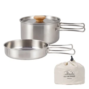 Cooking Pans, Stainless Steel Foldable Handles with Storage Bag