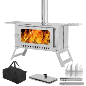 Portable Stainless Wood Stove with Cooking Grill