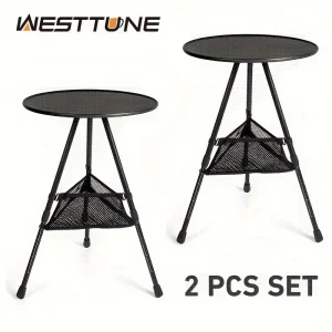 WESTTUNE 2 Pcs Set Camping Round Table with Mesh Bag