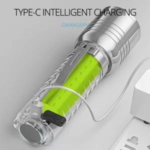 XHP50 LED Portable Flashlight Type-C USB Rechargeable 6 Modes IPX4 Waterproof Light